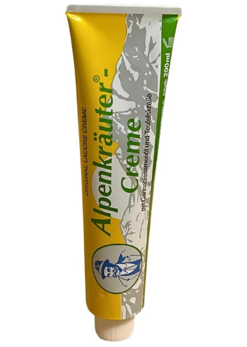 Alpenkräuter-Creme 200 ml mit Hanföl und Teufelskralle